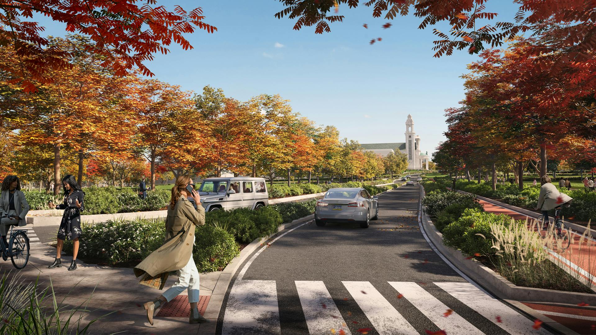 Rendering of Belltower Road, a new access point from City Avenue 